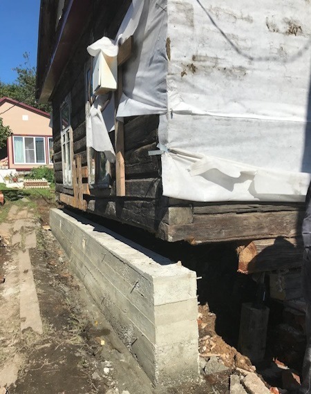 Замена венцов и ремонт фундамента. Минск, Минская область